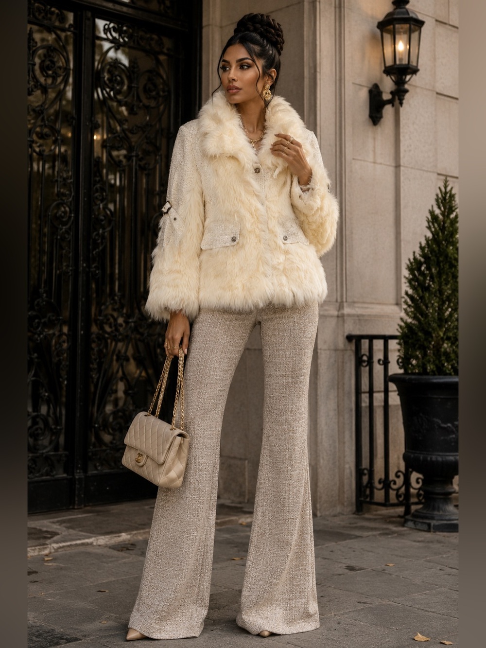 Vintage Tweed Jacket with Genuine Fox Fur Trim – NWT | Boutique Luxury